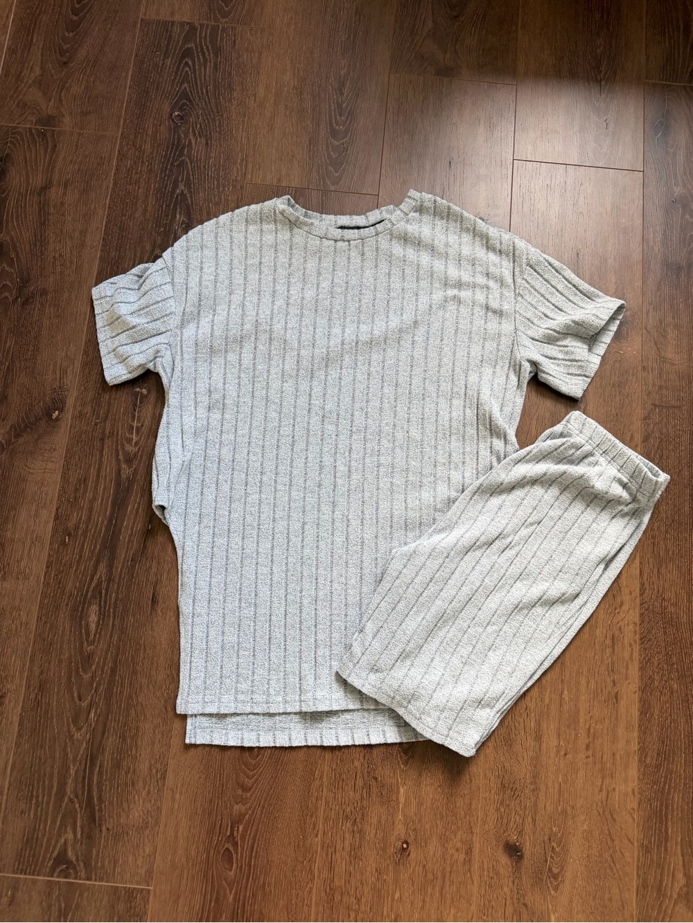 Women’s Ribbed Short Set - Light Gray - Picture 2 of 4